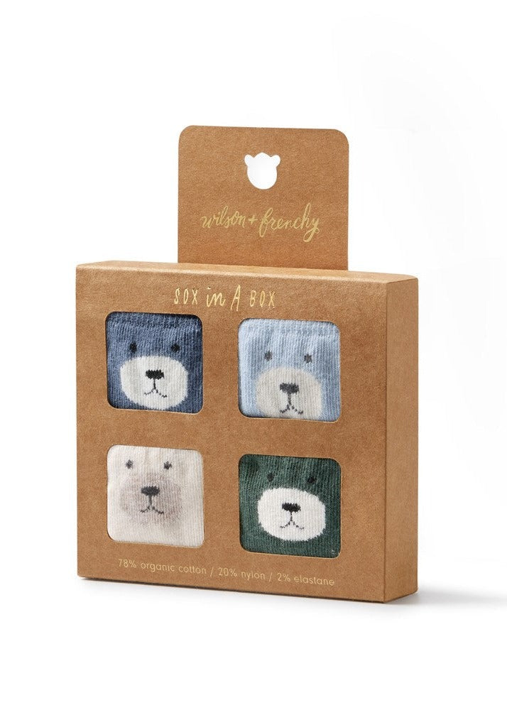Organic 4 Pack Baby Socks - Moss,Buttermilk,Storm Blue, Twilight
