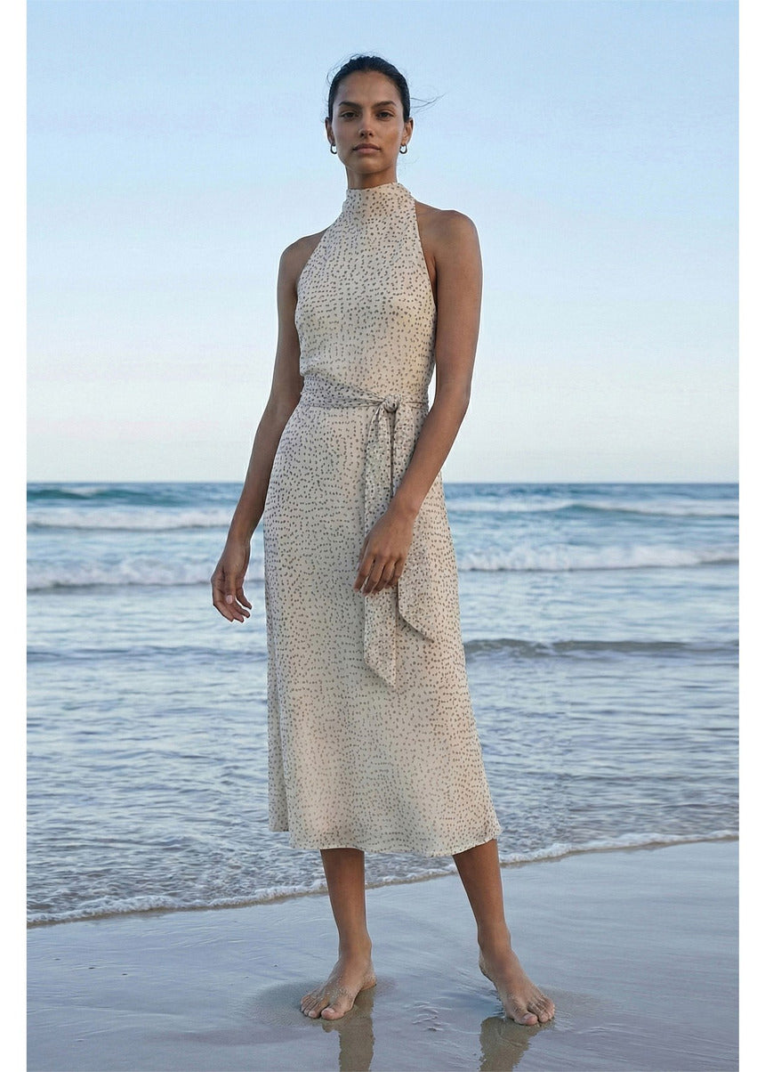 Staple the Label Eva Halter Midi Dress in Abstract Spot