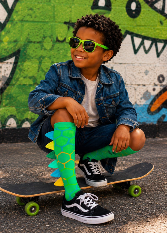 Green Roar Dino Socks - Toddler