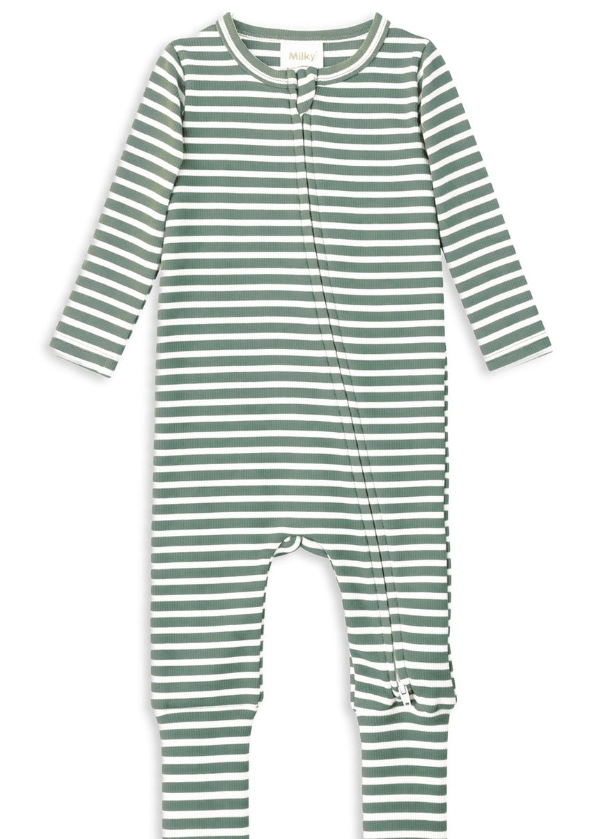 Fern Stripe Zip Romper - Fern