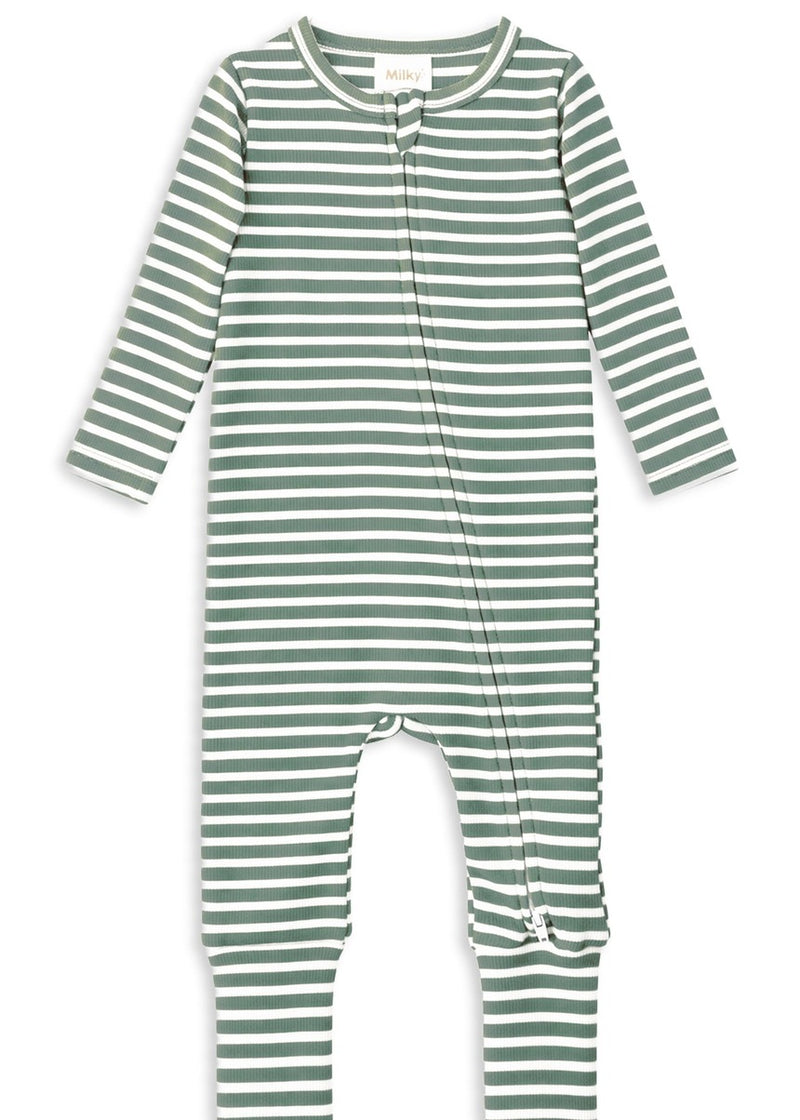 Fern Stripe Zip Romper - Fern