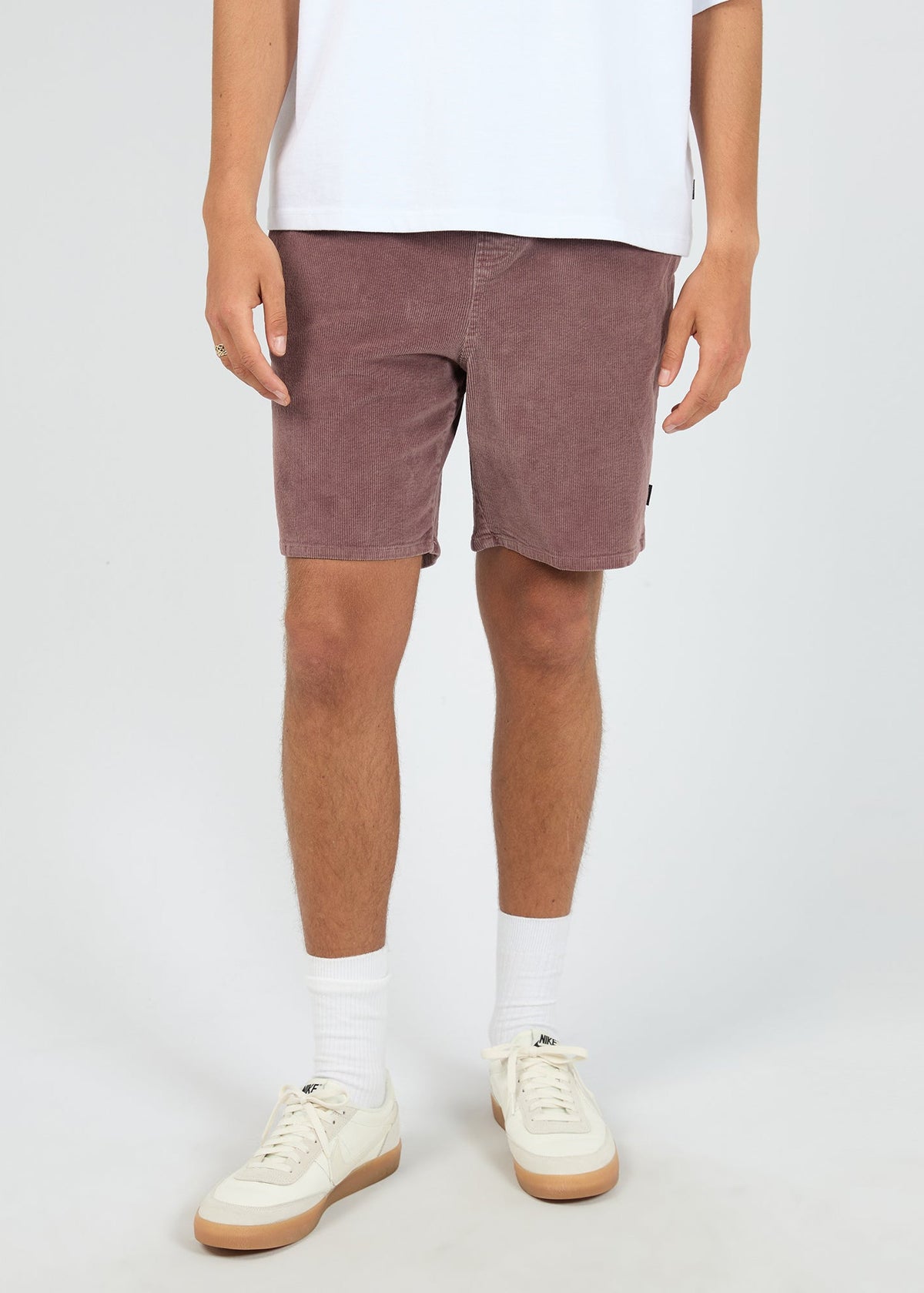 Front of the vino corduroy short showing the drawstring waist