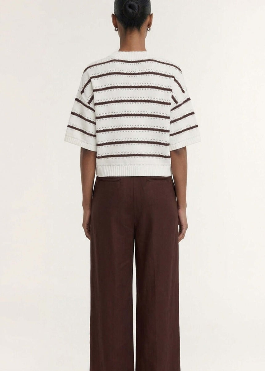 Pillar Stripe Knit Tee - Brown/White Stripe