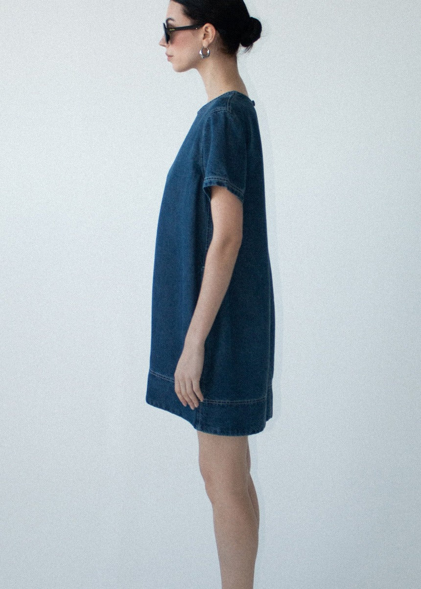 Roma Chambray Mini Dress - Indigo