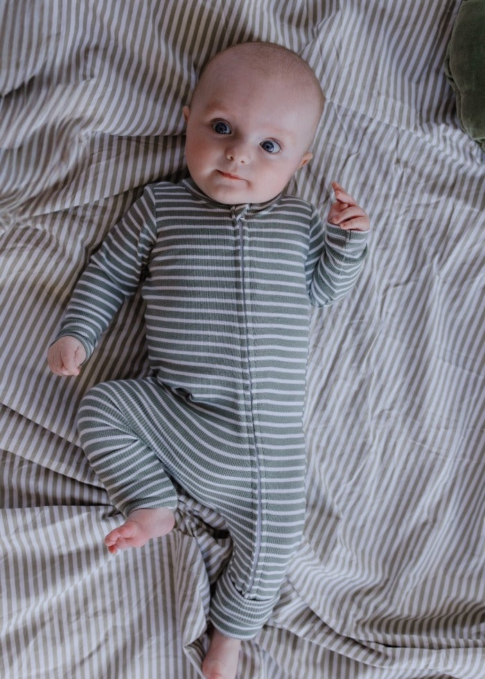 Fern Stripe Zip Romper - Fern