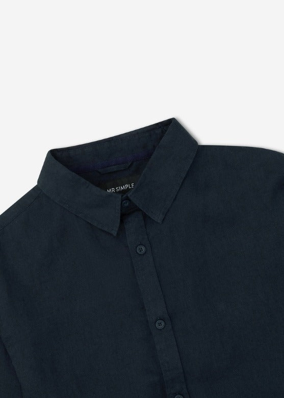 Linen LS Shirt - Navy