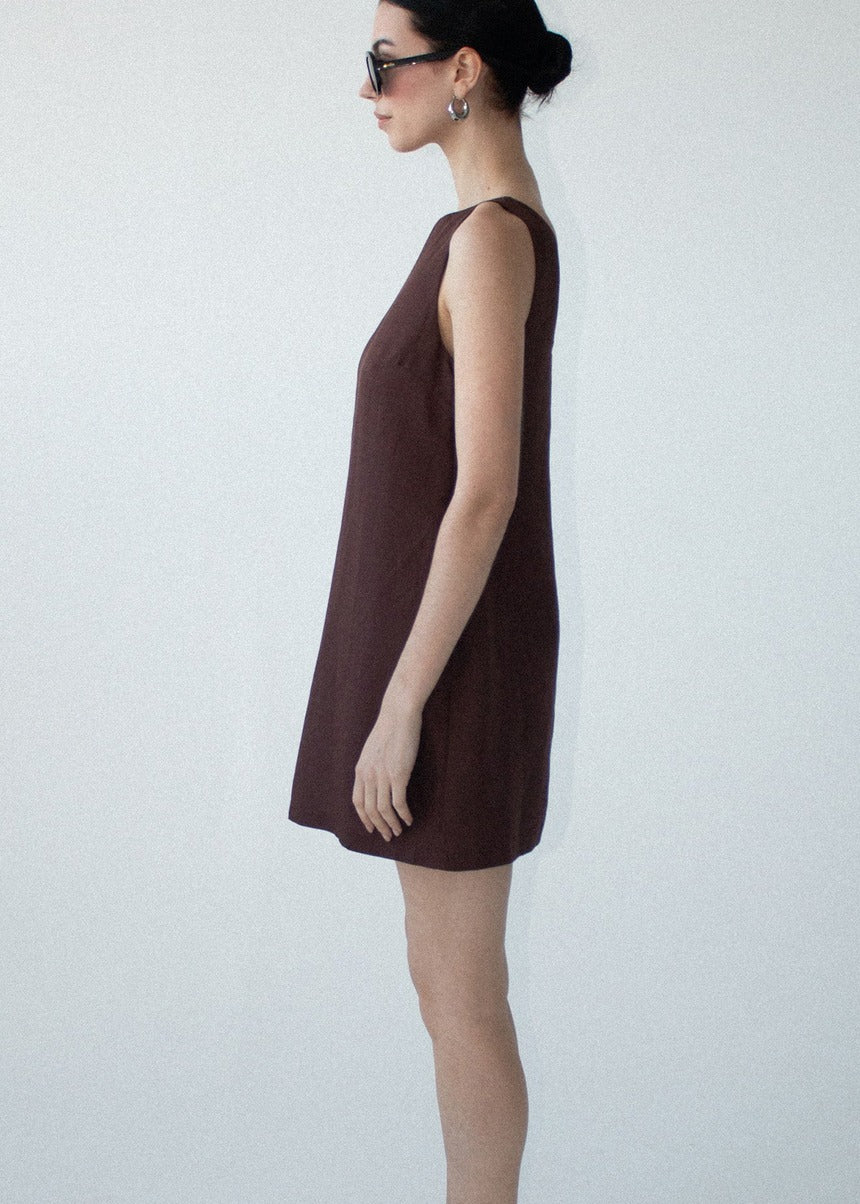 Rhodes Mini Shift Dress - Chocolate