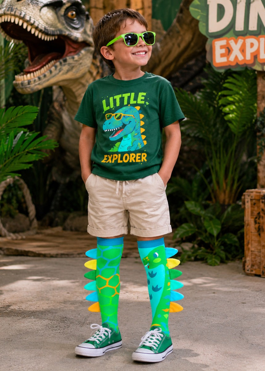 Green Roar Dino Socks - Toddler