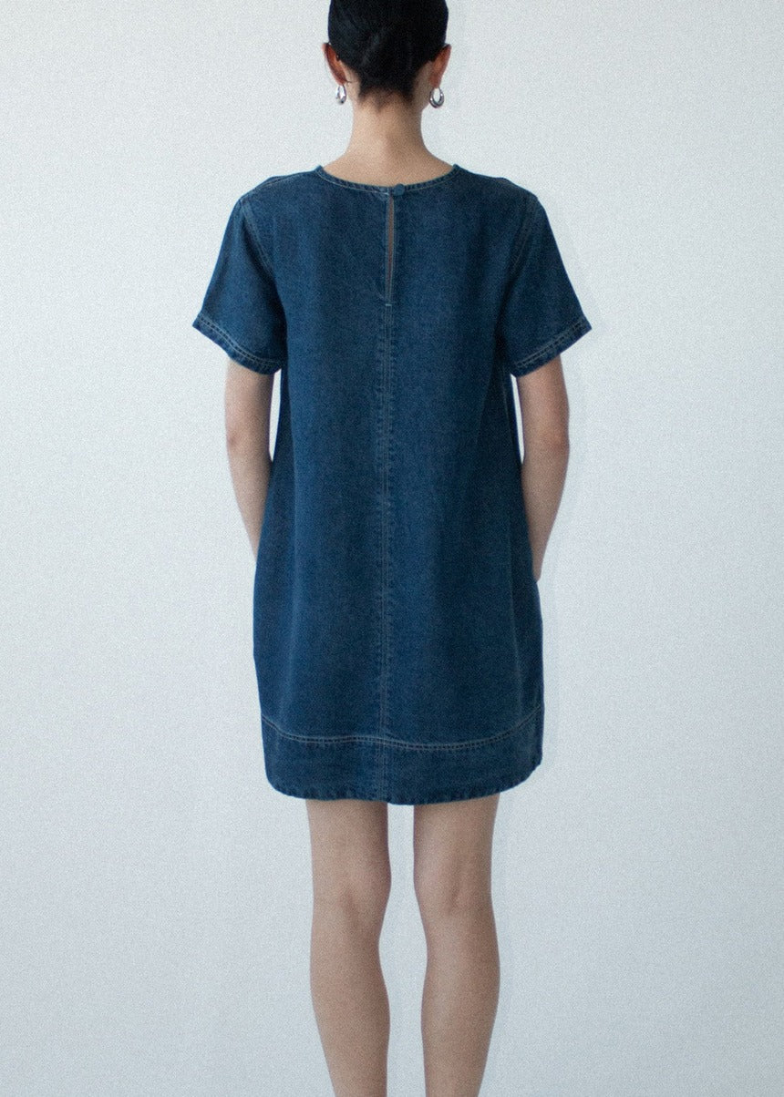 Roma Chambray Mini Dress - Indigo