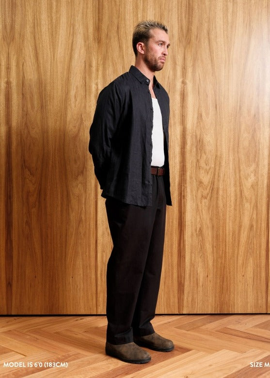 Linen LS Shirt - Navy