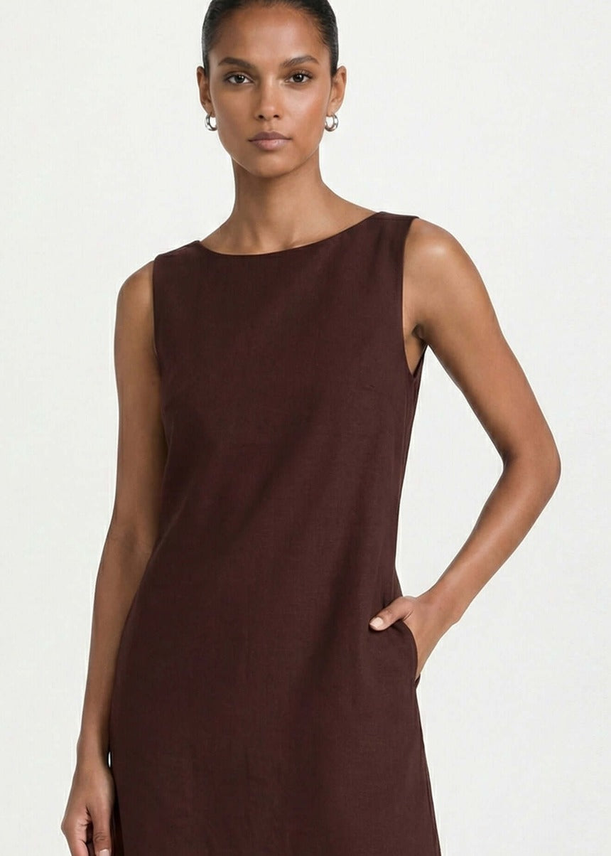 Rhodes Mini Shift Dress - Chocolate
