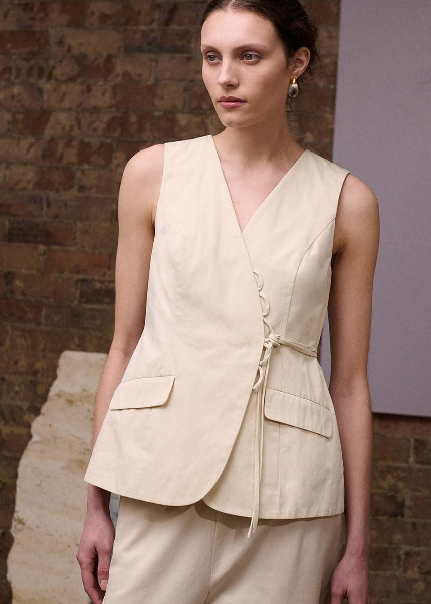 Willow Loop Detail Vest - Stone