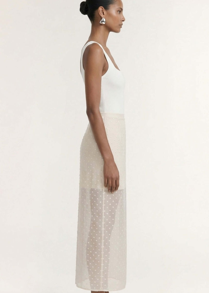Etoile Layered Midi Skirt - Cream Spot