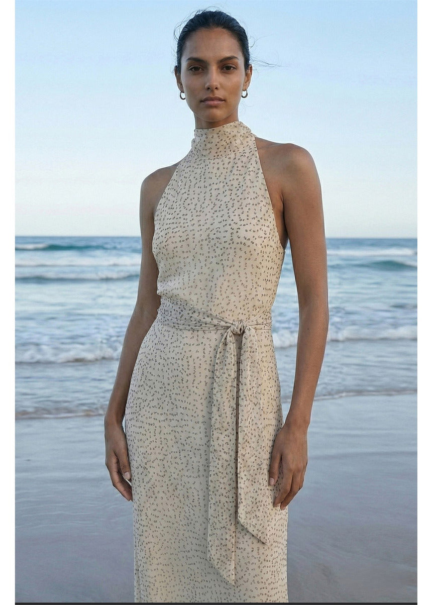Staple the Label Eva Halter Midi Dress in Abstract Spot