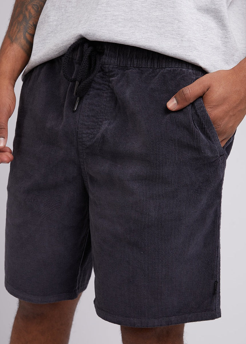 Close up of the corduroy texture and drawstring waist