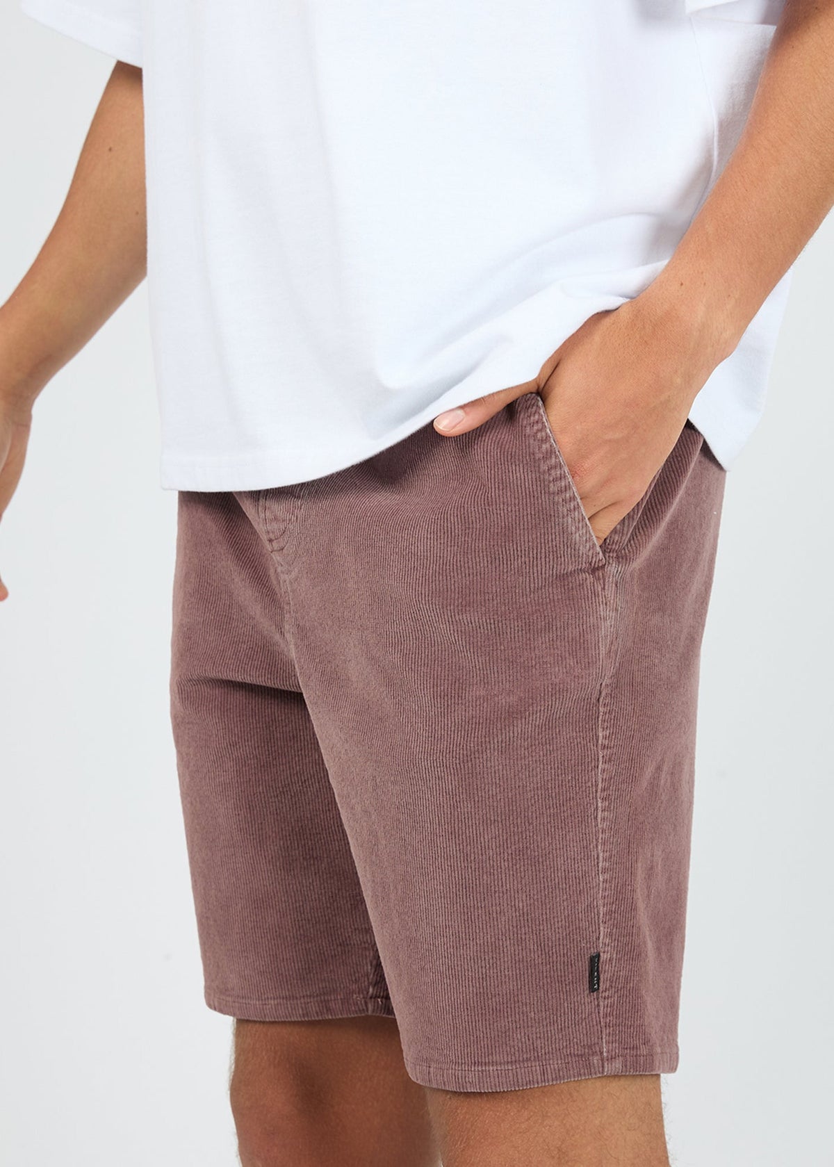 Close up of the corduroy texture on the vino short