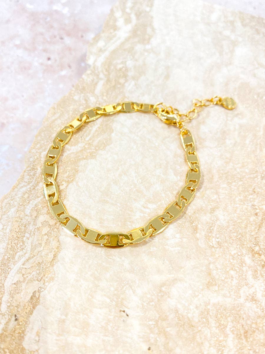 Flat Mariner Chain Bracelet -  Gold Plated