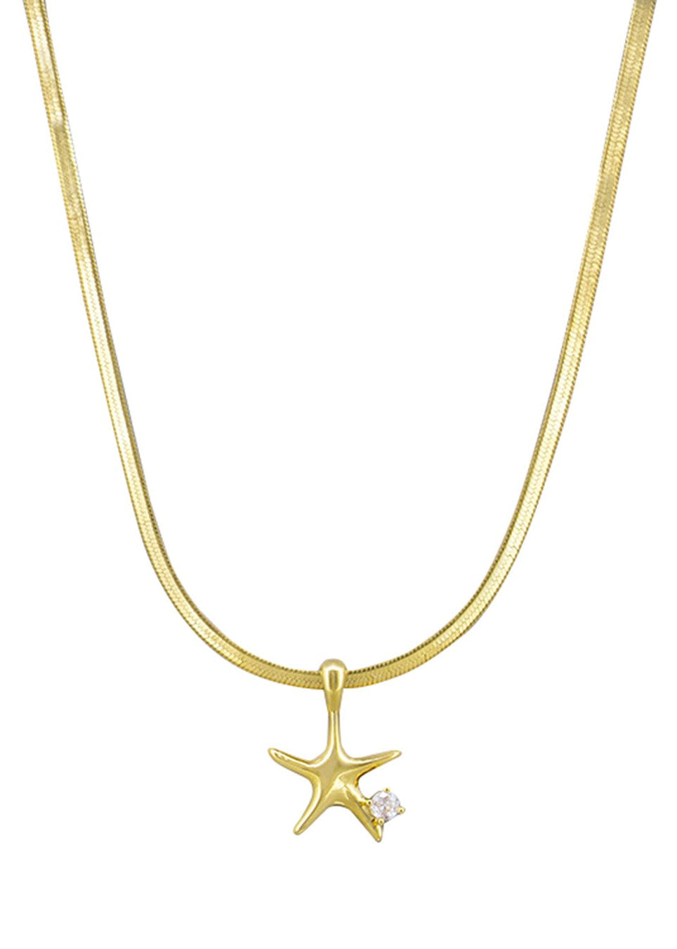 Starfish Snake Chain Necklace - Gold