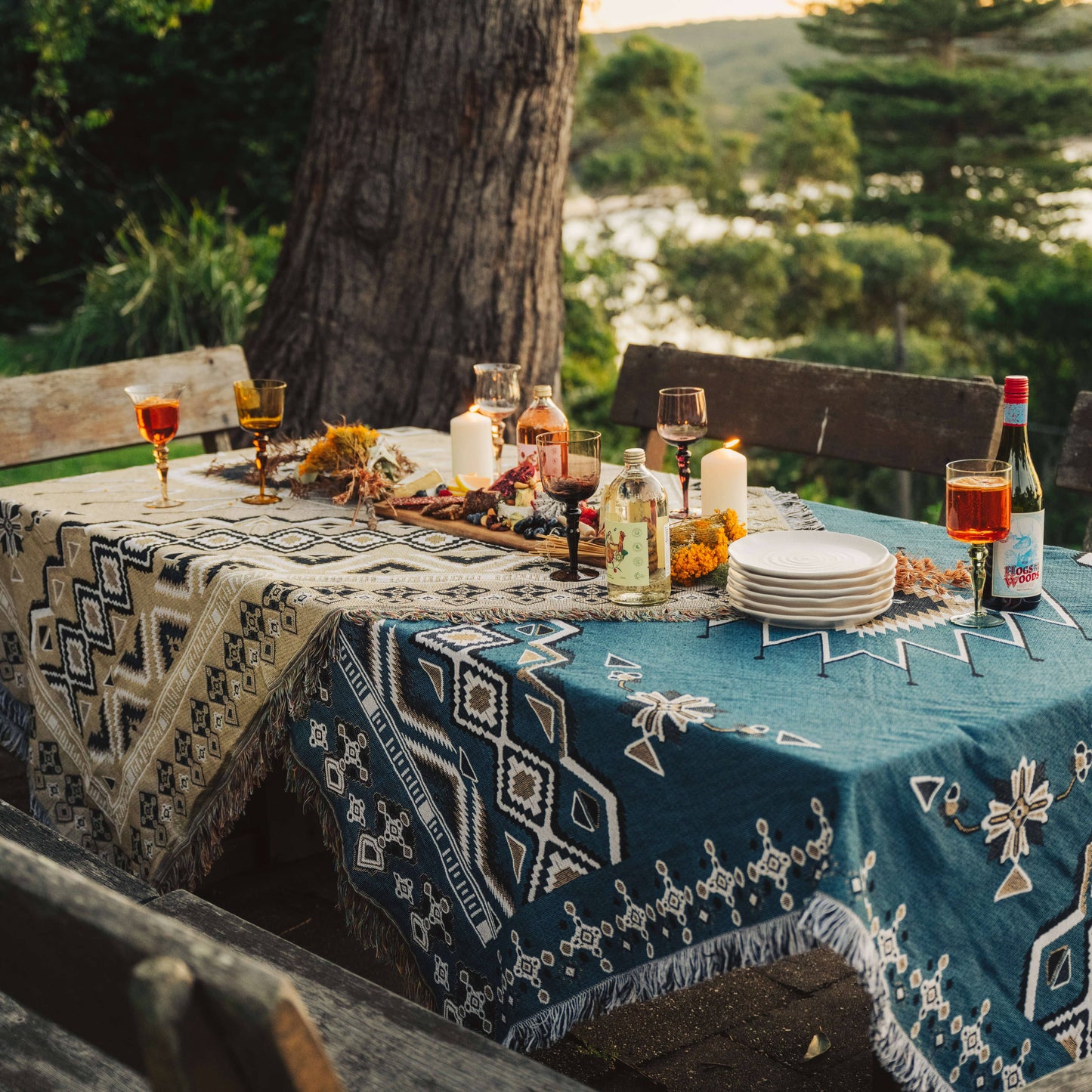 HENDEER - 'Let It Be' Woven Picnic Rug/Throw: Regular 130x160cm