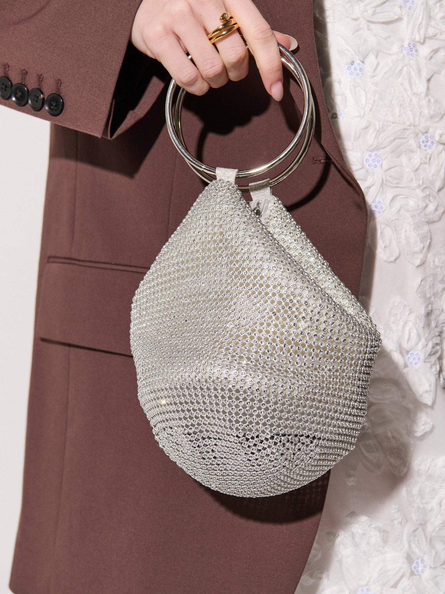 Angels Whisper Accessories - Jada Glomesh Evening Bag in Silver