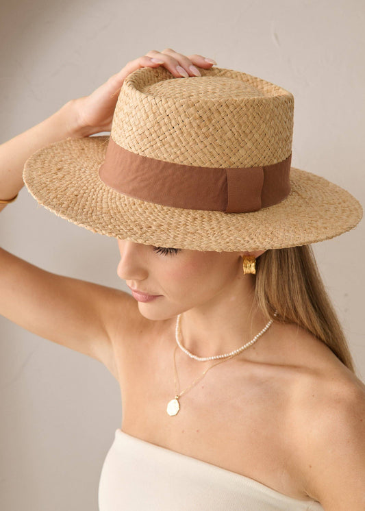 Angels Whisper Accessories - Island Ribbon Straw Boater Hat