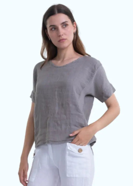 Elodie Linen Top - Fango