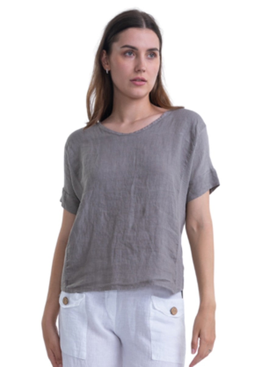 Elodie Linen Top - Fango