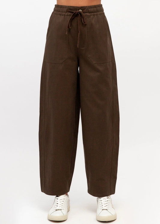 Elasticated Waist Cargo Pant - Chocolate