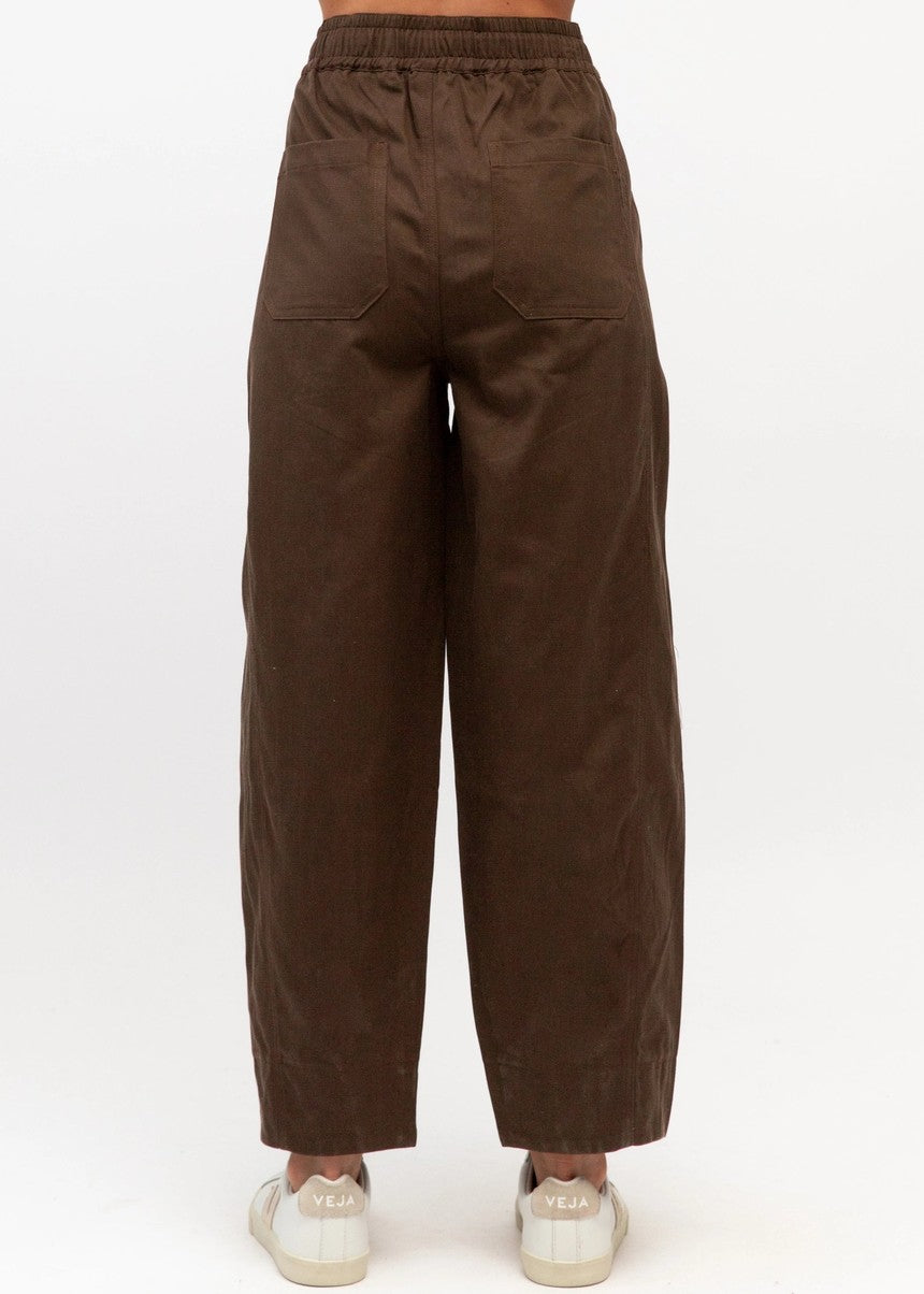 Elasticated Waist Cargo Pant - Chocolate