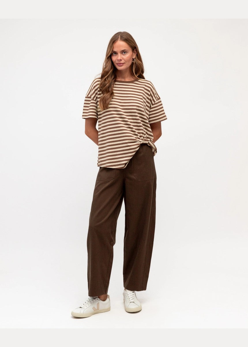 Elasticated Waist Cargo Pant - Chocolate