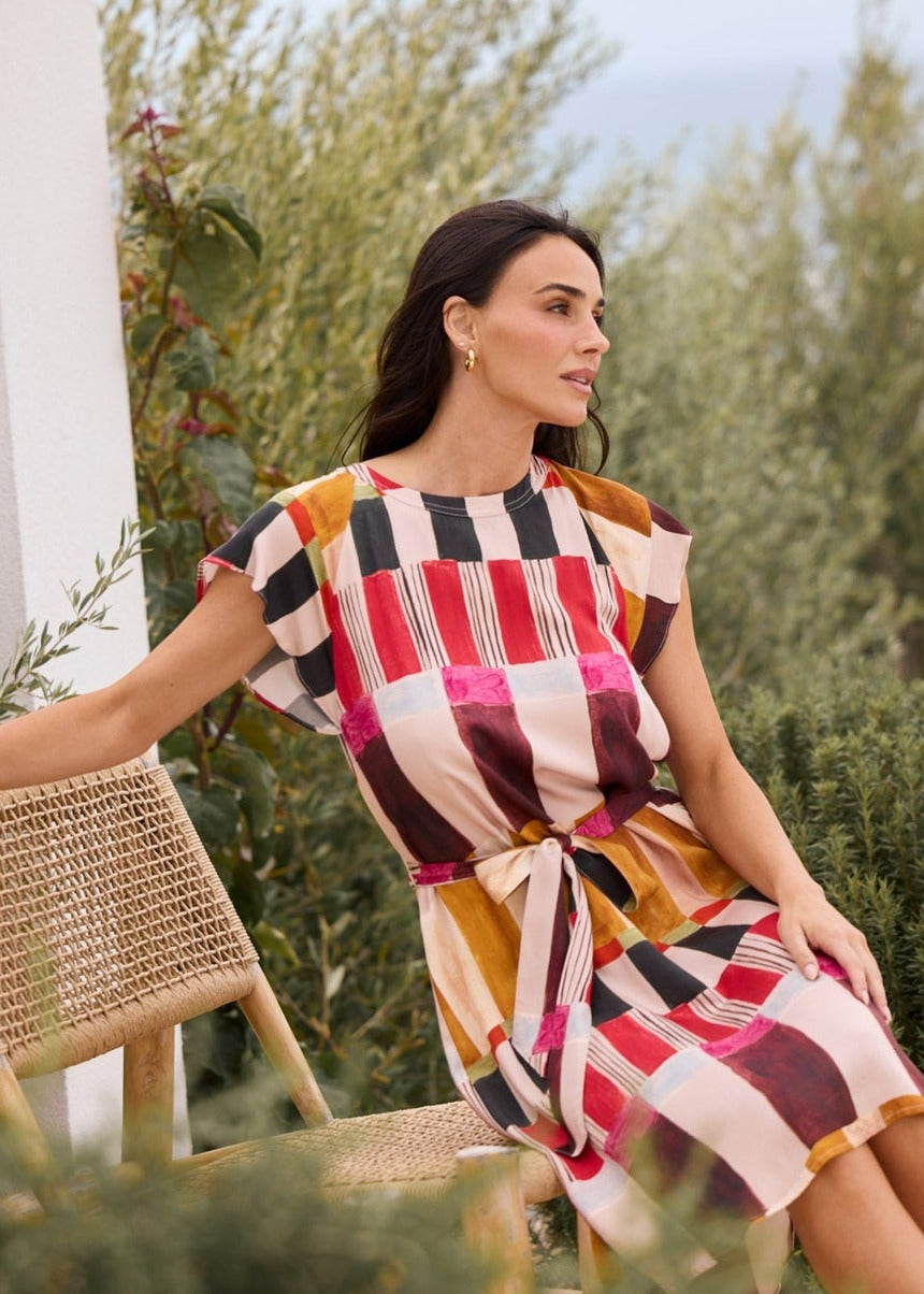 Boulevard Short Dress - Painterly Geo