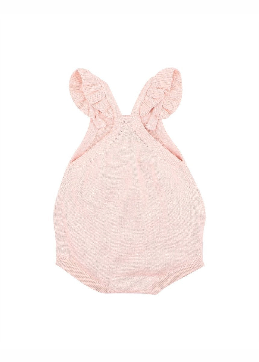 Poppy Hand Emb Organic Knit Bodysuit - Pink Icing