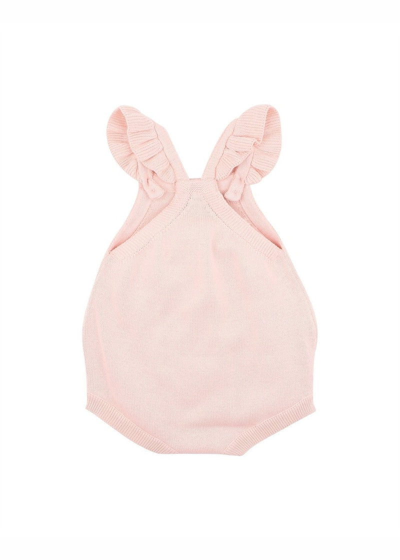 Poppy Hand Emb Organic Knit Bodysuit - Pink Icing