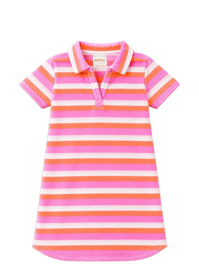 Day Dream Terry Towelling Dress - Multi Stripe