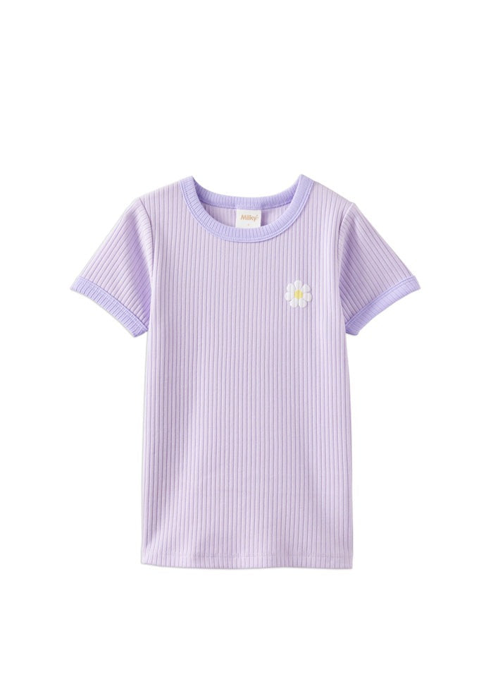 Lilac Mist Rib Tee - Lilac