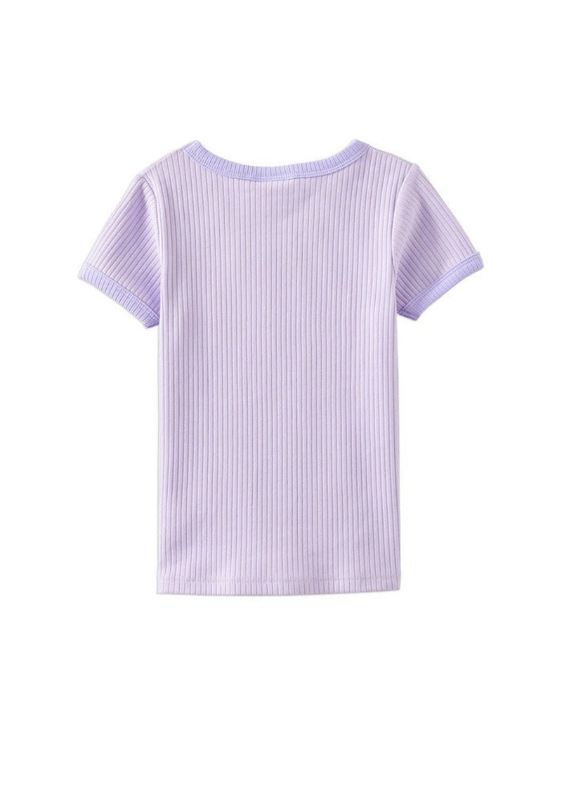 Lilac Mist Rib Tee - Lilac