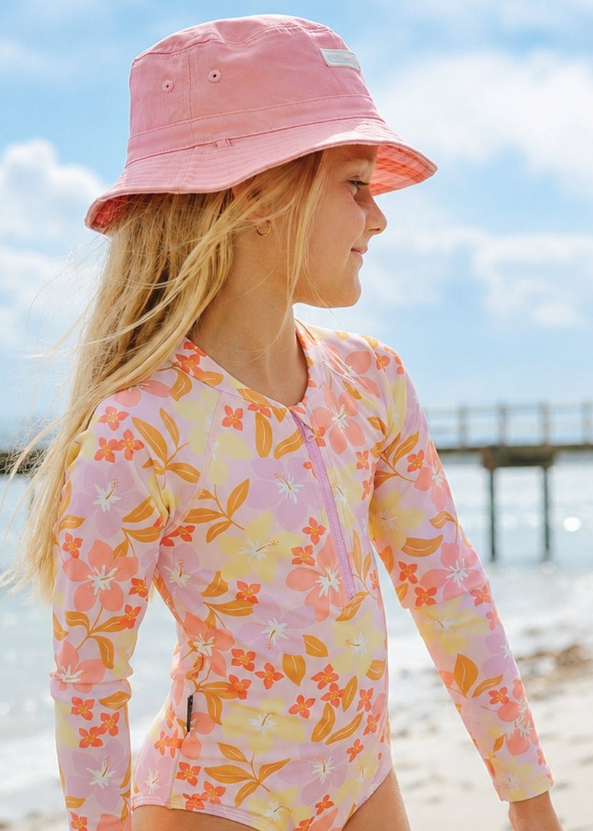 Long Sleeve Swimsuit - Hibiscus Daze