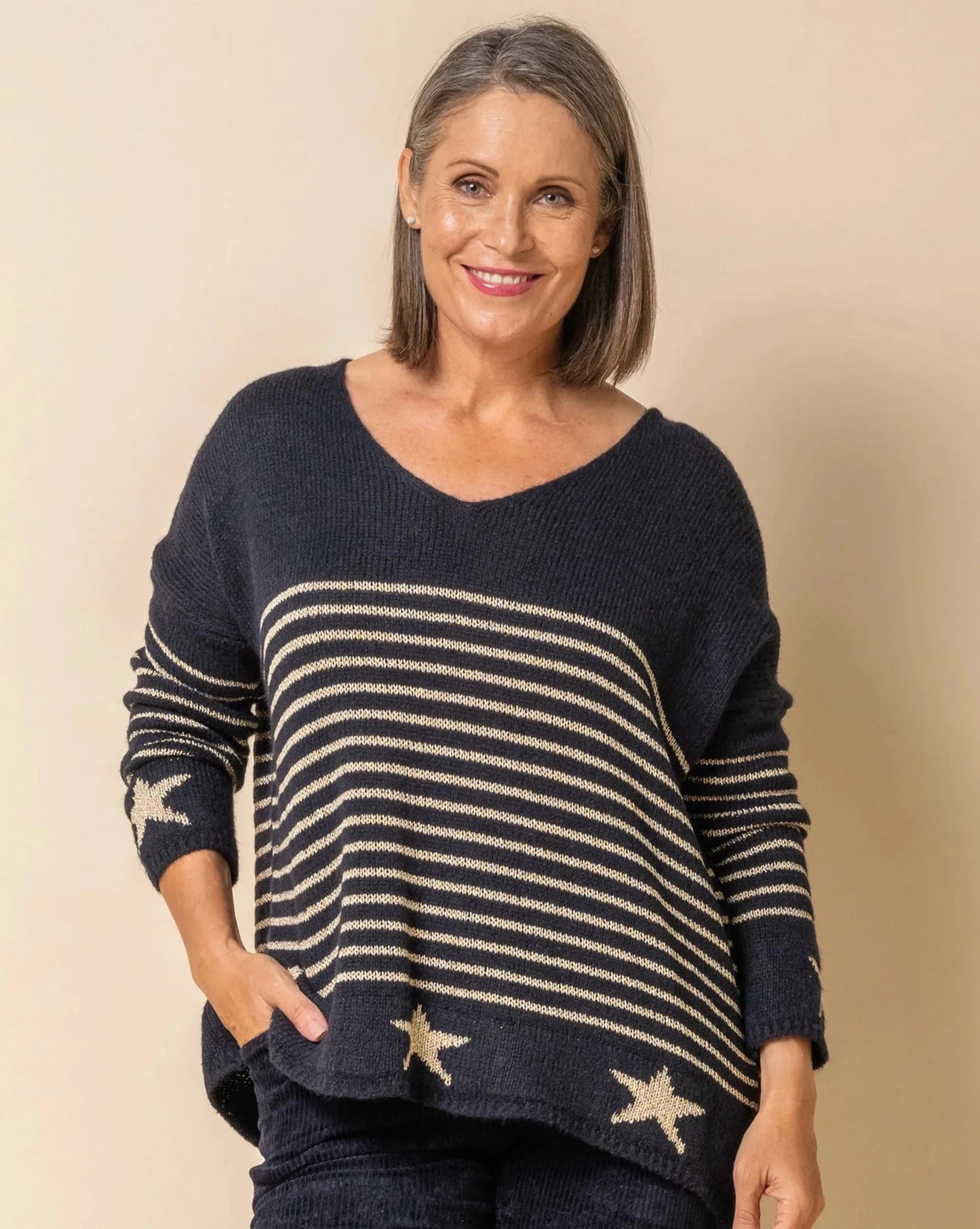 Hanna Knit Top - Navy