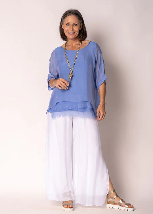 Loddie Silk Top - Positano Blue
