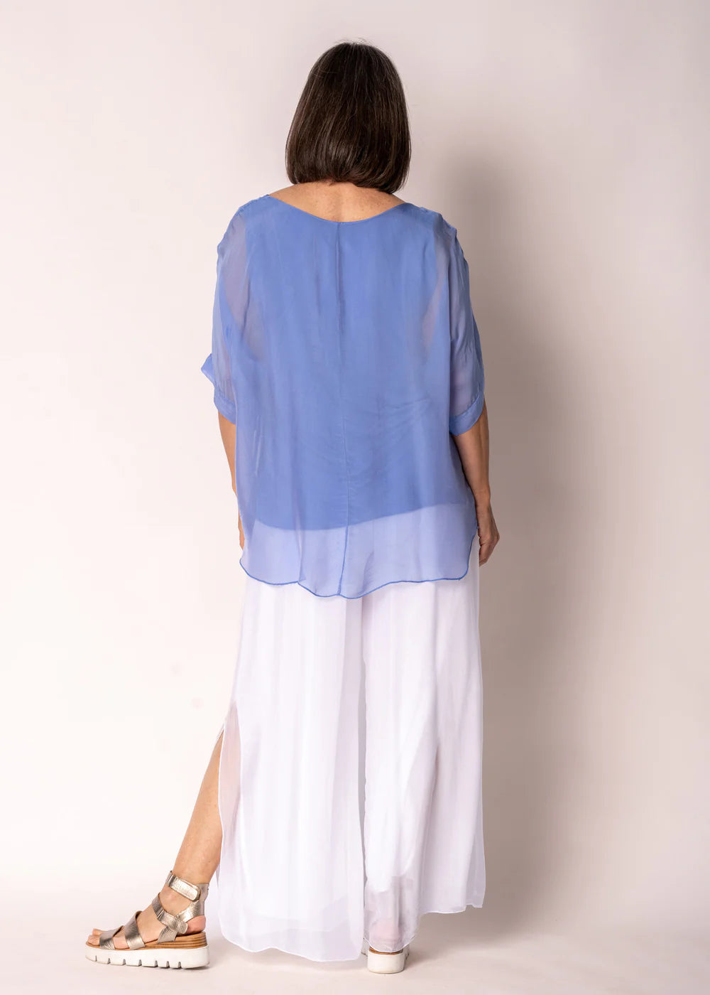 Loddie Silk Top - Positano Blue