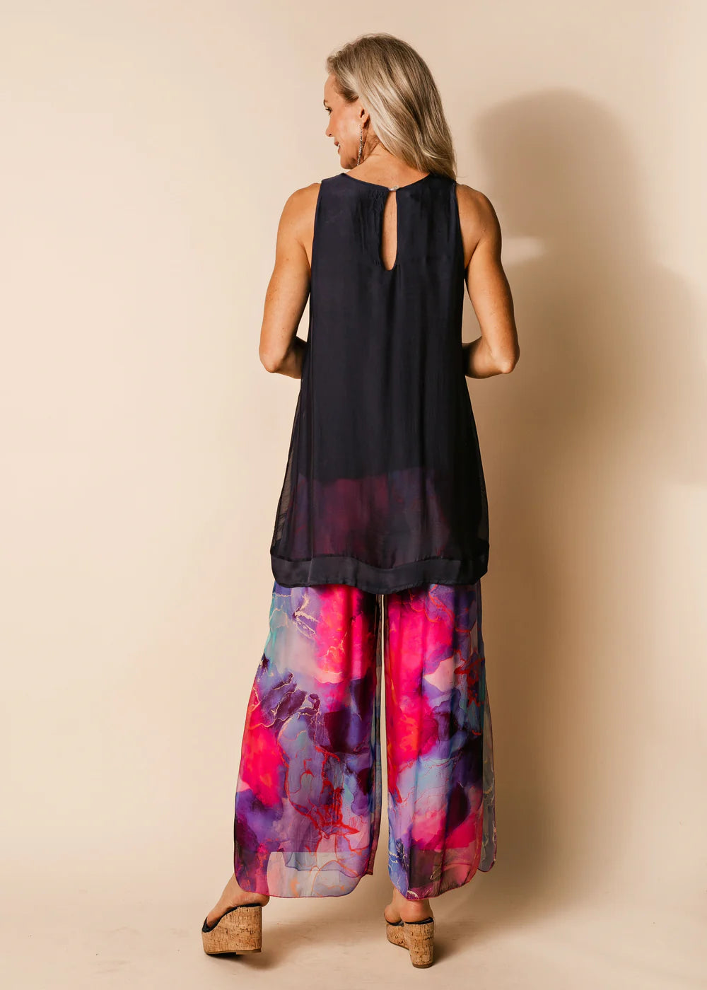 Milee Silk Top - Navy