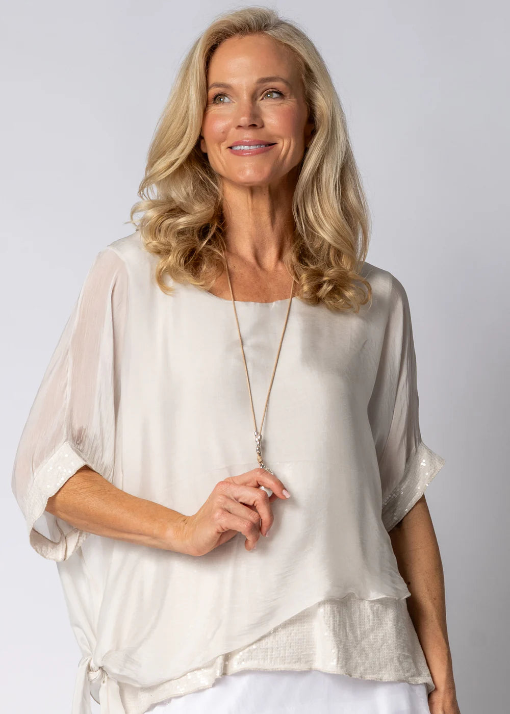 Danika Silk Top - Latte