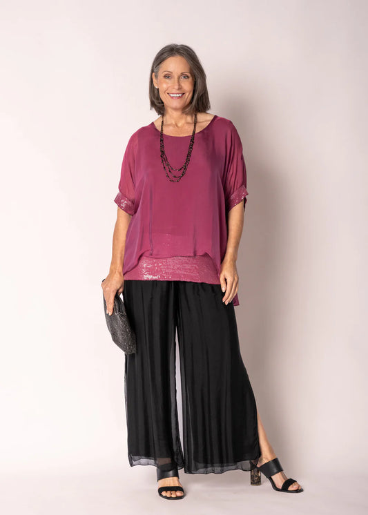 Mimi Silk Top - Mulberry Wine
