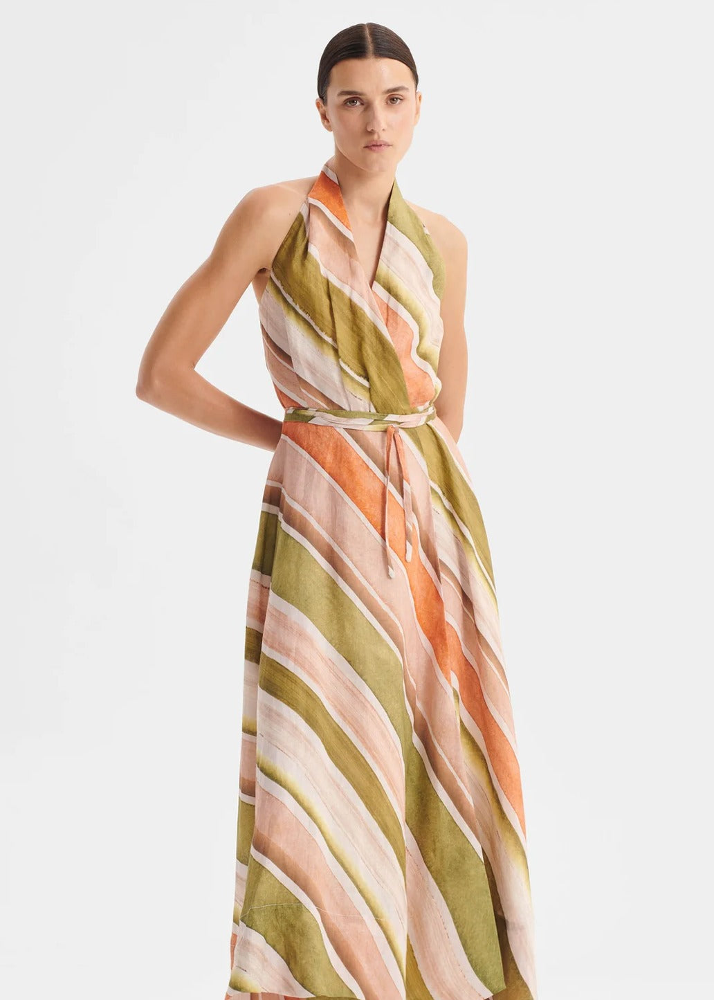 Ronni Linen Halter Dress - Print