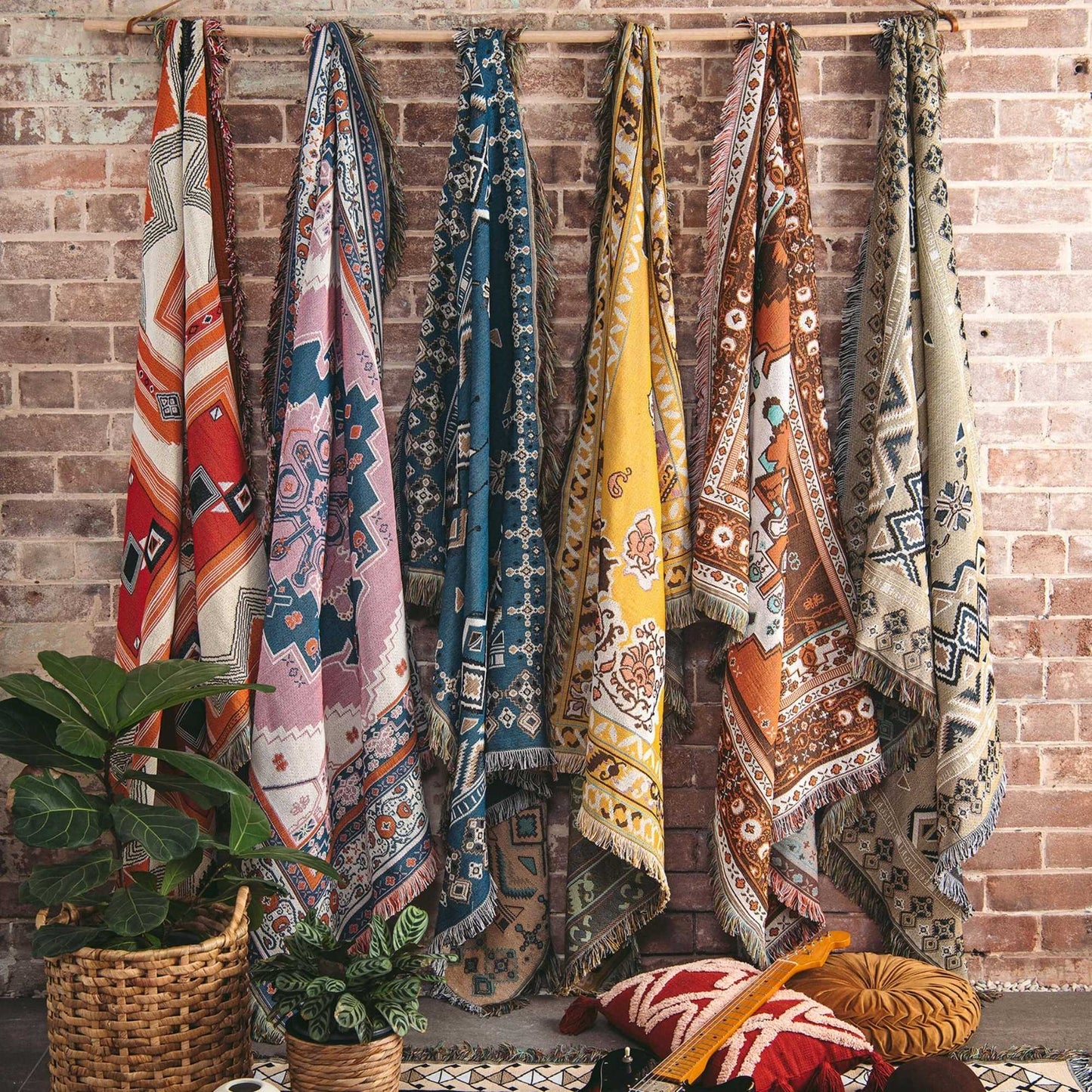 HENDEER - 'Let It Be' Woven Picnic Rug/Throw: Regular 130x160cm