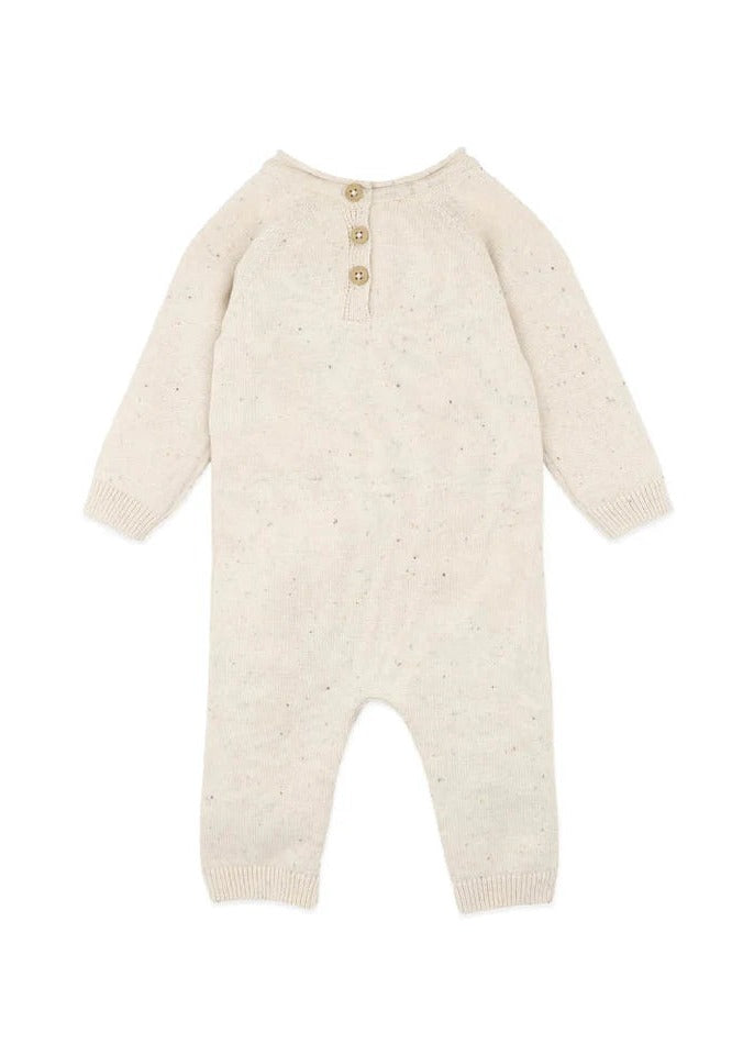 Charlie Koala Organic Knitted Romper - Cream Speckle