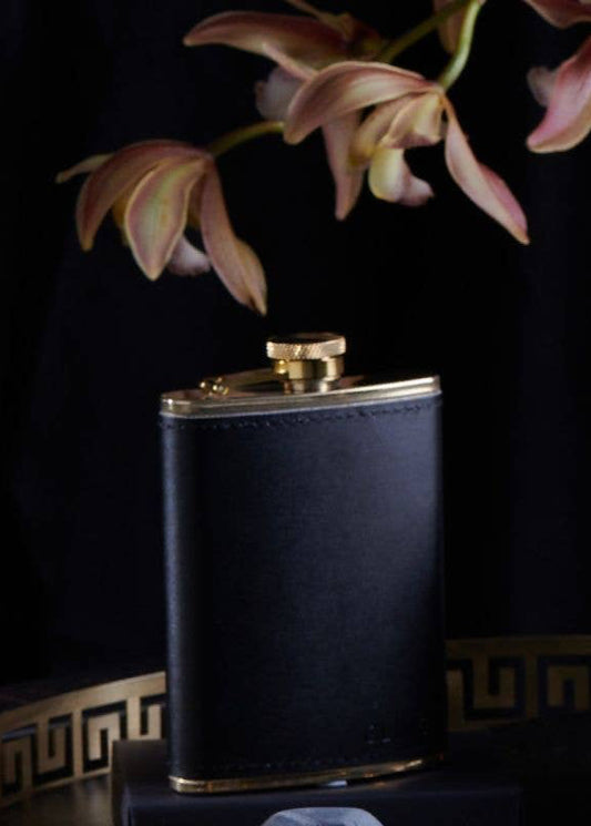 CLINQ - Brass and Leather Hip Flask