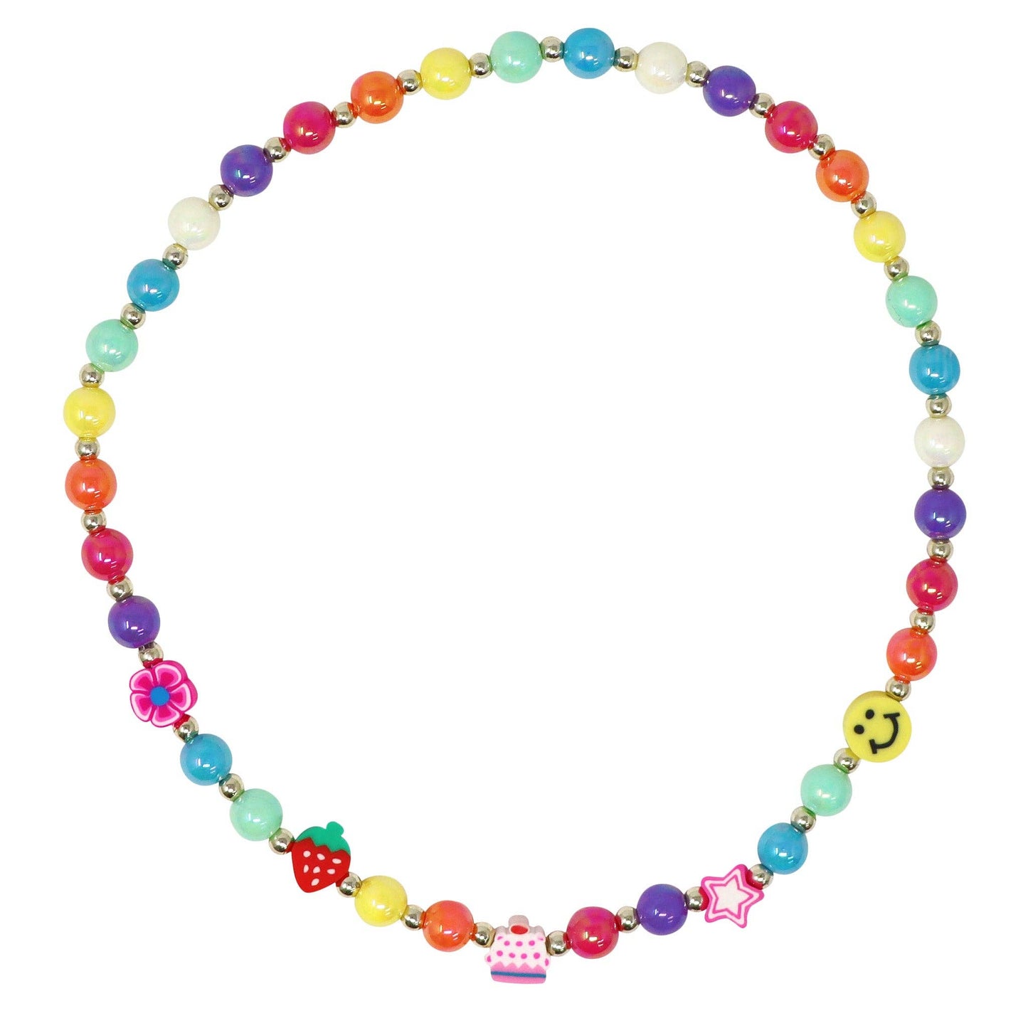 Pink Poppy - Rainbow Smiley Face And Fruit Necklace and Bracelet Set - (Pack Size: 6)