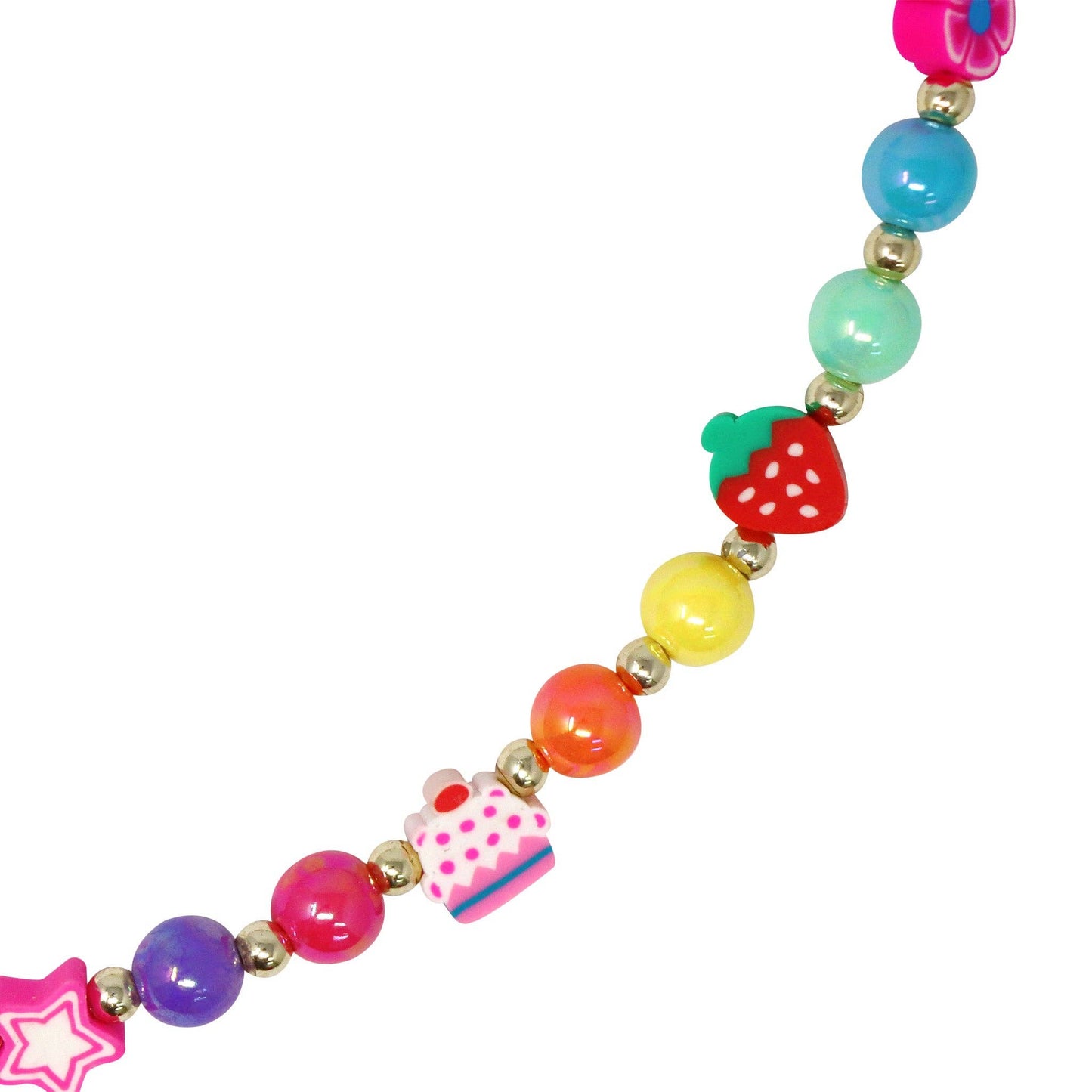 Pink Poppy - Rainbow Smiley Face And Fruit Necklace and Bracelet Set - (Pack Size: 6)