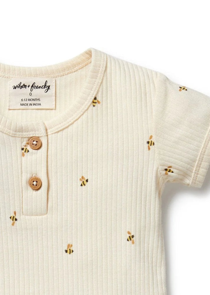 Bee Mine Organic Henley Bodysuit